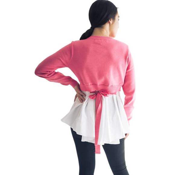 NEW FALCON PARK payton sweater & shirt combo top in pink/white - Picture 2 of 2